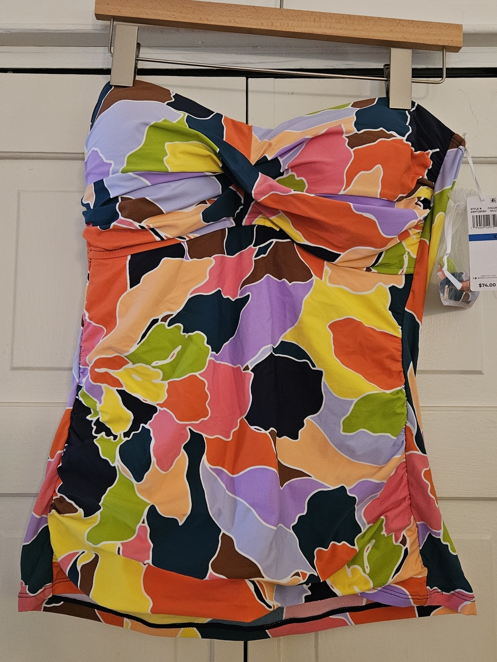 Anne Cole Size XL Abstract Multicolor Tankini Top (NWT)